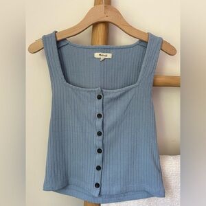 Madewell Ribbed Button-Front Crop Tank, Size M